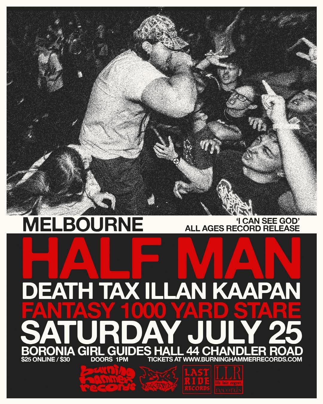 Half Man - Melbourne All Ages - "I Can See God" LP Record Release - July 25